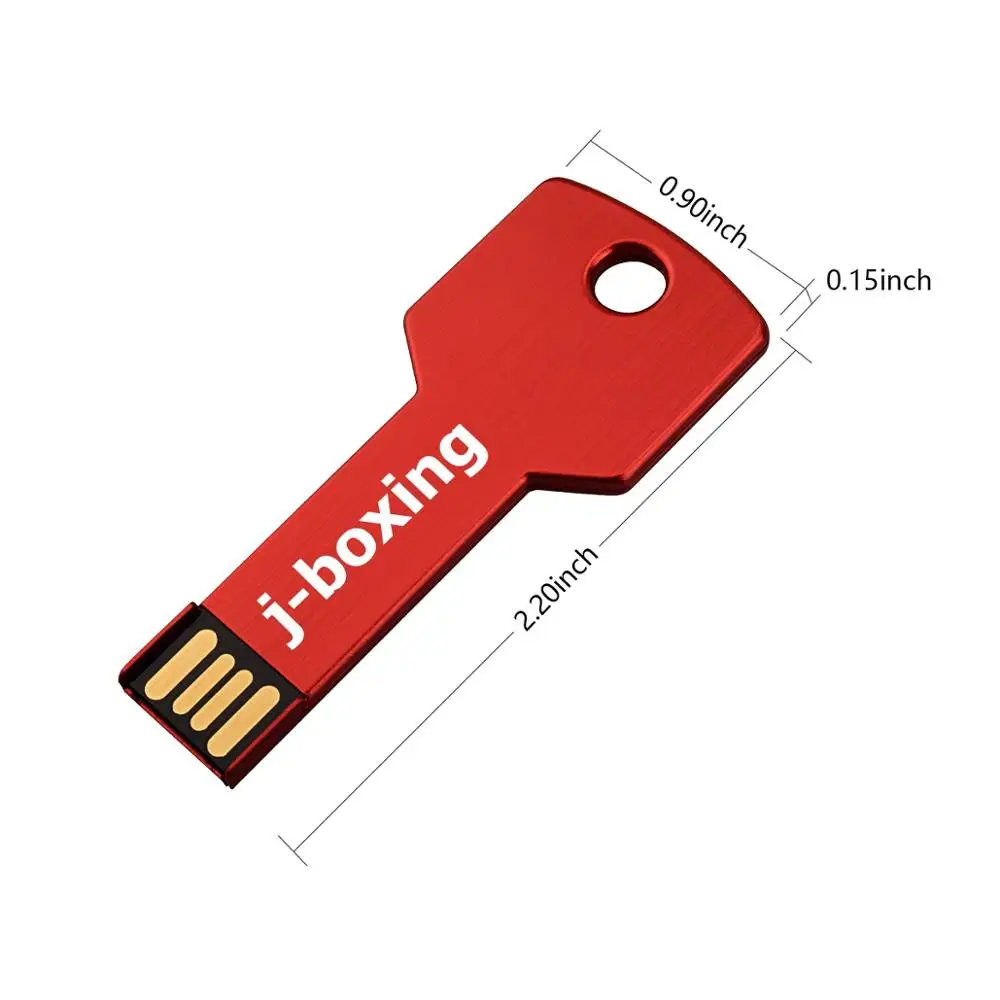 J-boxe Unidade Flash USB Memory Stick 8GB 16GB 32GB 64GB USB 2.0 Pendrives Chave de Metal Flash Stick para PC, Mac Portátil Pen Drive Vermelho Imagem 2