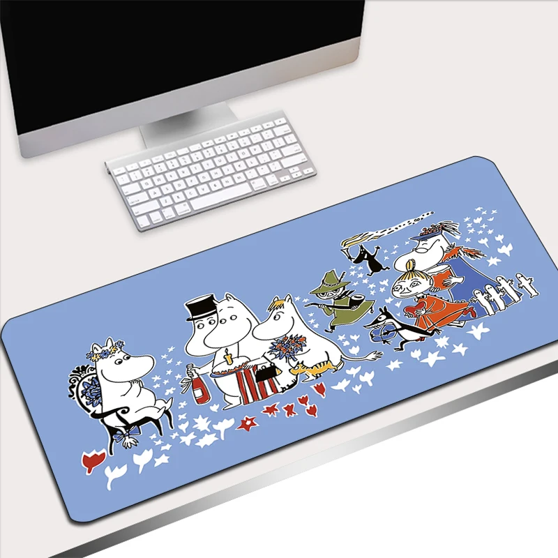 Kawaii Mousepad Xxl Bonito Acessórios Para Pc Hipopótamo Moomines Mouse Pad Gamer Anime Almofadas Grande Tapete Estendido Secretária Tapete De Jogos Deskmat Imagem 1