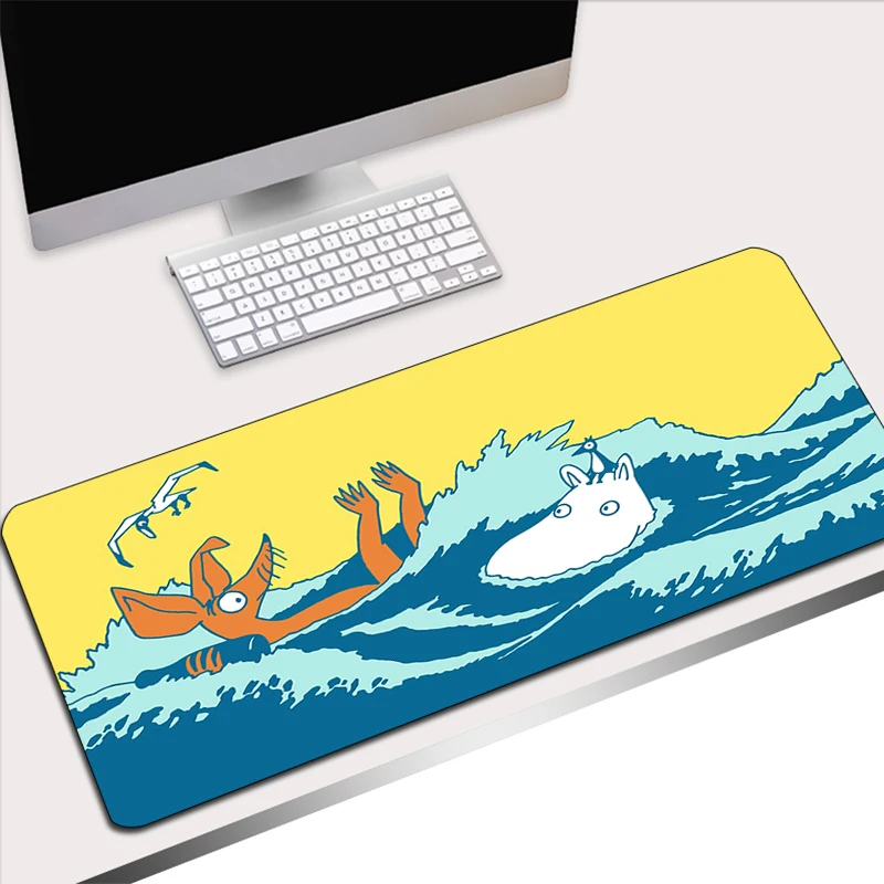 Kawaii Mousepad Xxl Bonito Acessórios Para Pc Hipopótamo Moomines Mouse Pad Gamer Anime Almofadas Grande Tapete Estendido Secretária Tapete De Jogos Deskmat Imagem 3