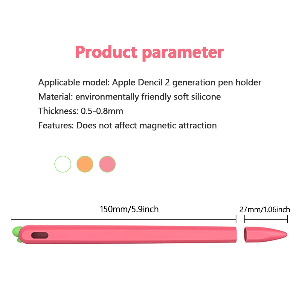 Macio cenoura Silicone Para Apple Lápis de Caso 2 cor-de-rosa Compatível Para iPad Tablet Touch Caneta capa Protetora com Cobertura kawaii Imagem 3