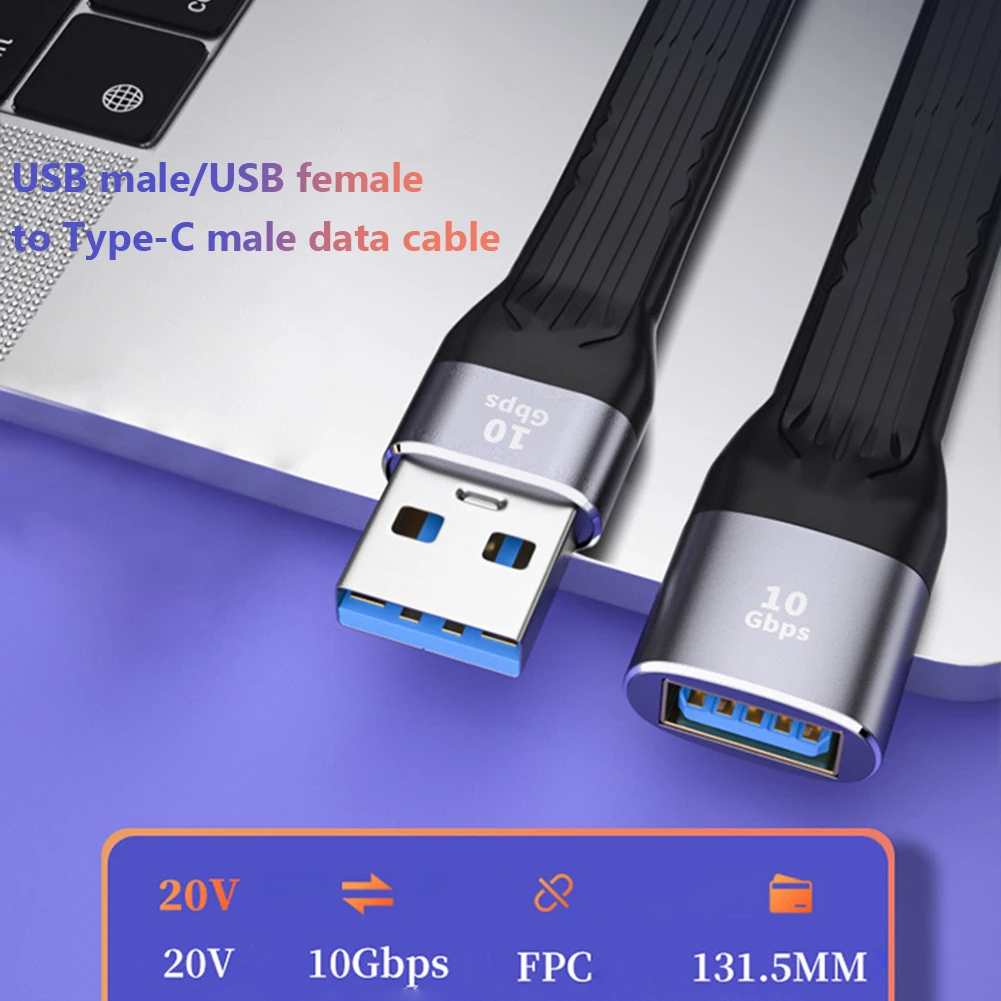 USB Macho/Fêmea Tipo C USB3.1 Cabo Curto Flexível, Rápido Carregamento do Cabo de Telefone Android Carregador de Dados de 10 gbps, Suporte de Fio de PD QC4 Imagem 1
