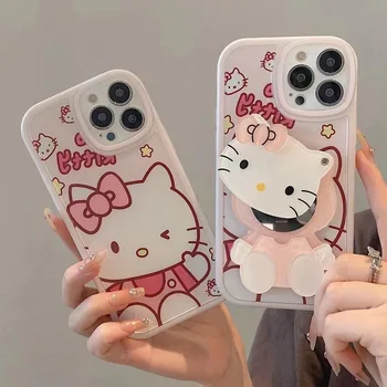 Kawaii de Hello Kitty dos desenhos animados do Espelho Casos de Telefone Para o iPhone 13 12 11 Pro Max XR XS MÁXIMO de 8 X 7 SE de 2020 Y2k Menina à prova de Choque Soft Shell 1