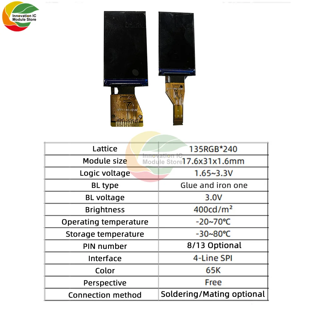 1.14 Polegadas de Alta definição TFT Tela de LCD colorida de Ecrã IPS com Resolução de 135x240 Driver IC ST7789 Completo Ângulo de Visualização da Tela LCD Imagem 3