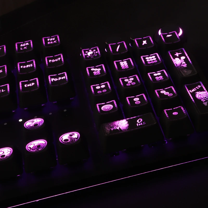1 conjunto de high-end com retroiluminação tecla cap estilo Chinês teclado mecânico buraco negro revestimento chave pac para Corsair K70 K95 Razer Cereja do OEM Imagem 2