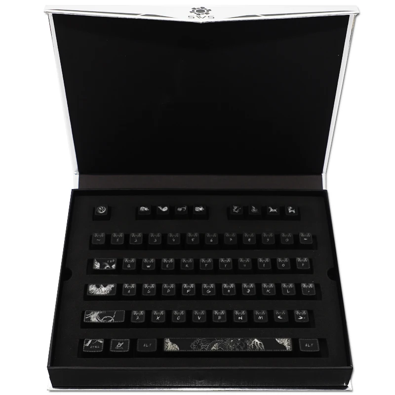 1 conjunto de high-end com retroiluminação tecla cap estilo Chinês teclado mecânico buraco negro revestimento chave pac para Corsair K70 K95 Razer Cereja do OEM Imagem 4