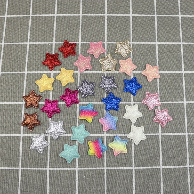 100Pcs 26mm de Brilho de Estrelas de Couro Acolchoado Apliques de Patches de DIY Lenço de Brinquedo, Roupas de Decoração Artesanais de Materiais de Arcos e Acessórios para o Cabelo Imagem 1
