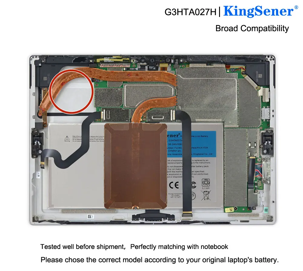 10PCS/lot KingSener G3HTA027H DYNR01 da Bateria do Portátil Para o Microsoft Surface Pro 4 1724 12.3