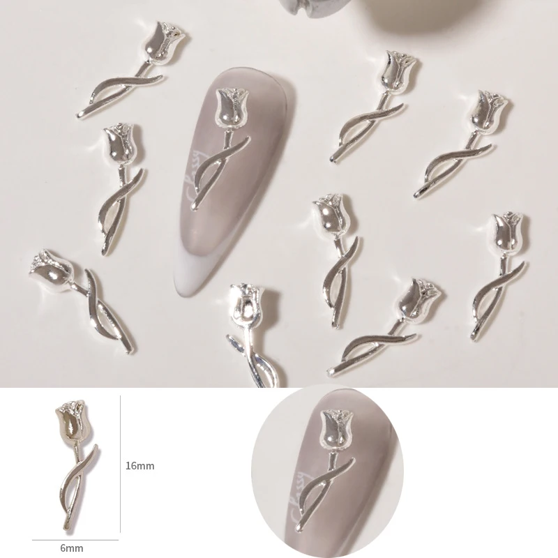 10Pcs Ouro/Prata, Cor de Rosa da Arte do Prego Ornamento ,3D Multi-forma de Flores Liga Prego Encantos,Chique Metal Floral Para Unhas Acessórios Imagem 1
