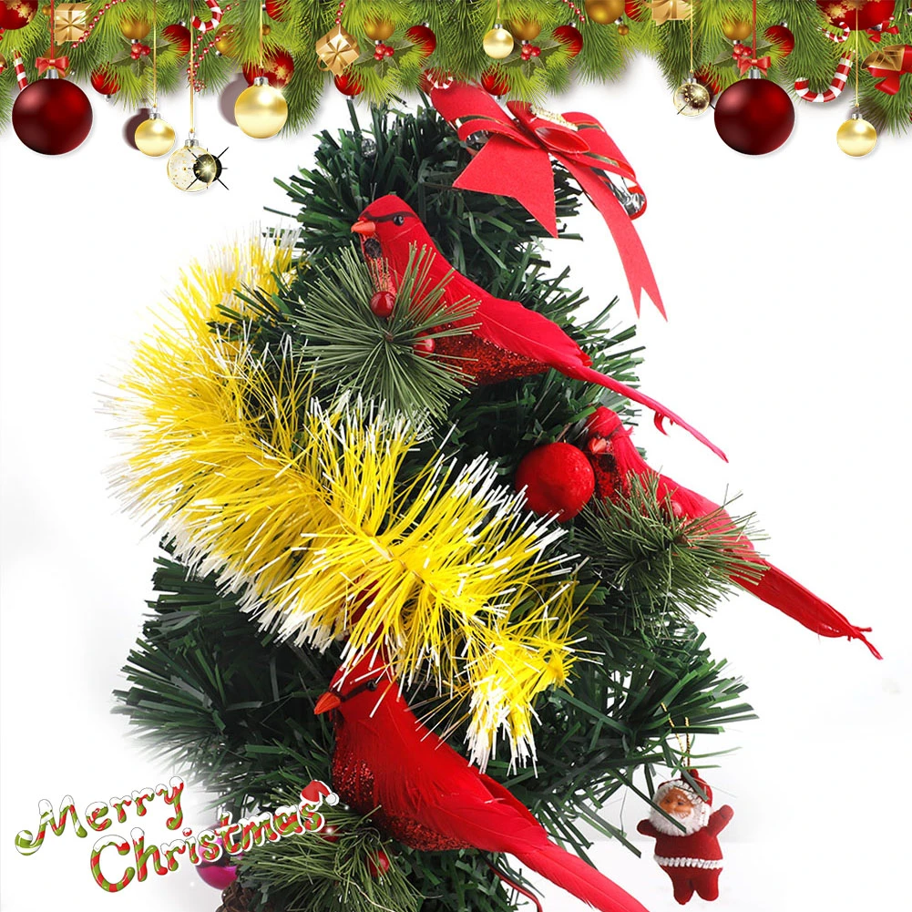 10Pcs Realista Bonito Cardeal Clipe em Enfeites de Árvore de Natal 2021 Festival de Decoração de Penas Vermelhas Artificial Aves Home DIY Decoração Imagem 1