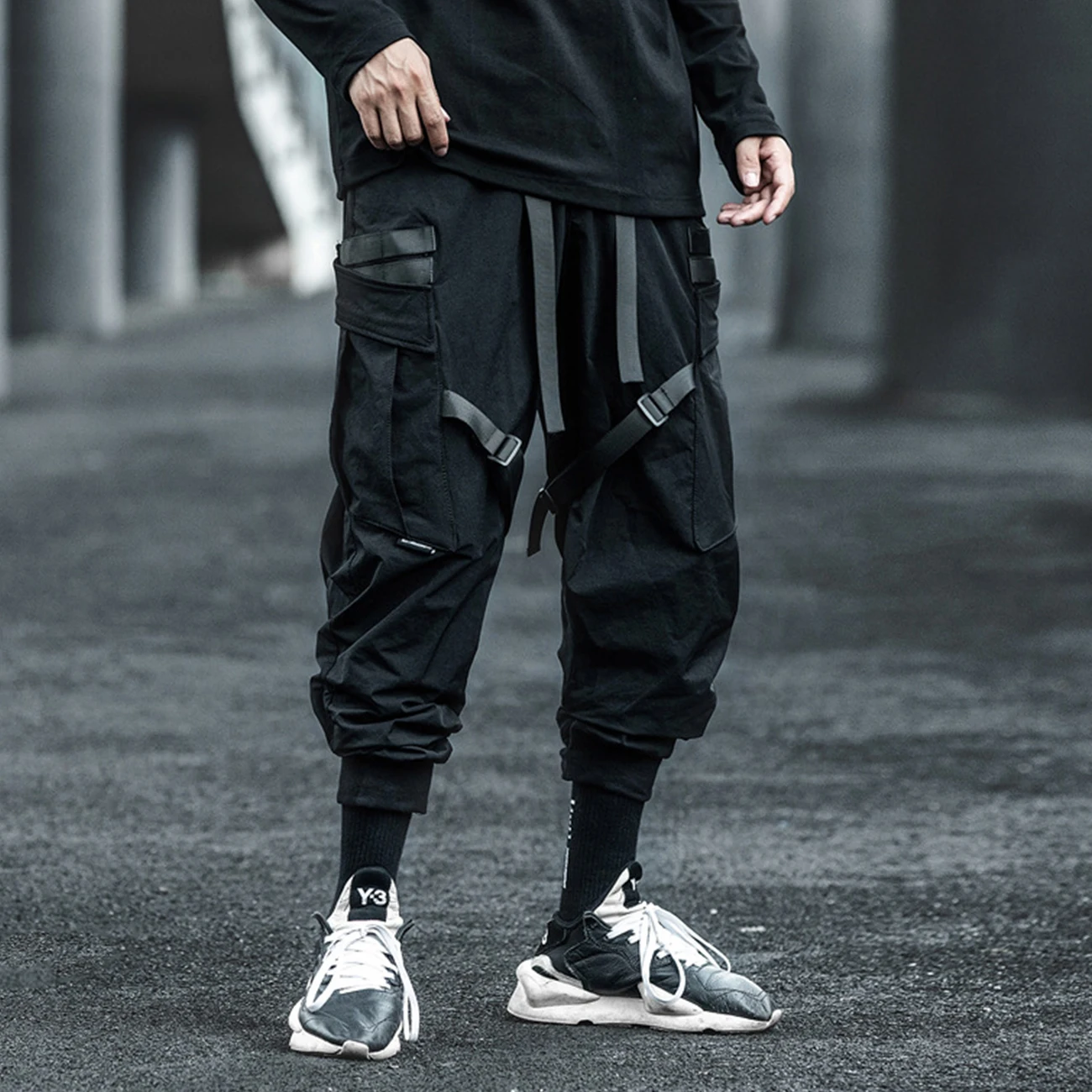 11 BYBB ESCURO 2020 Streetwear Multi-Bolsos Fitas de Carga Calça de Homem Hip Hop Tático Função Calças de Elástico Jogger Homens Calças Imagem 1