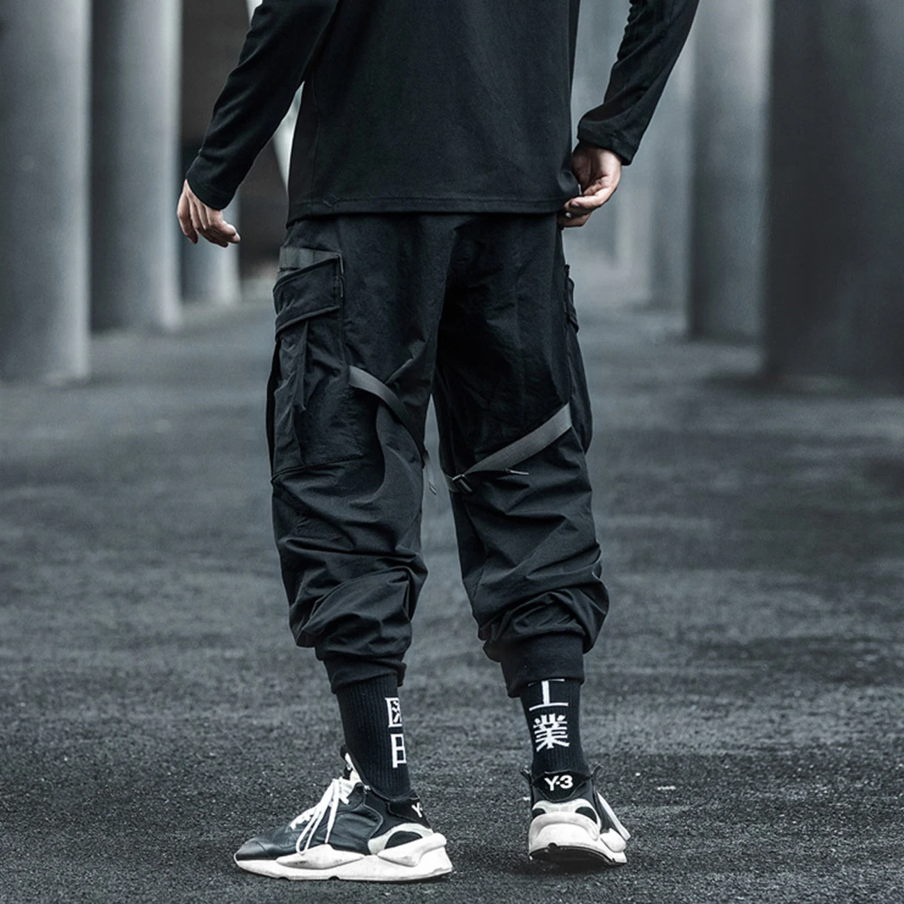 11 BYBB ESCURO 2020 Streetwear Multi-Bolsos Fitas de Carga Calça de Homem Hip Hop Tático Função Calças de Elástico Jogger Homens Calças Imagem 2
