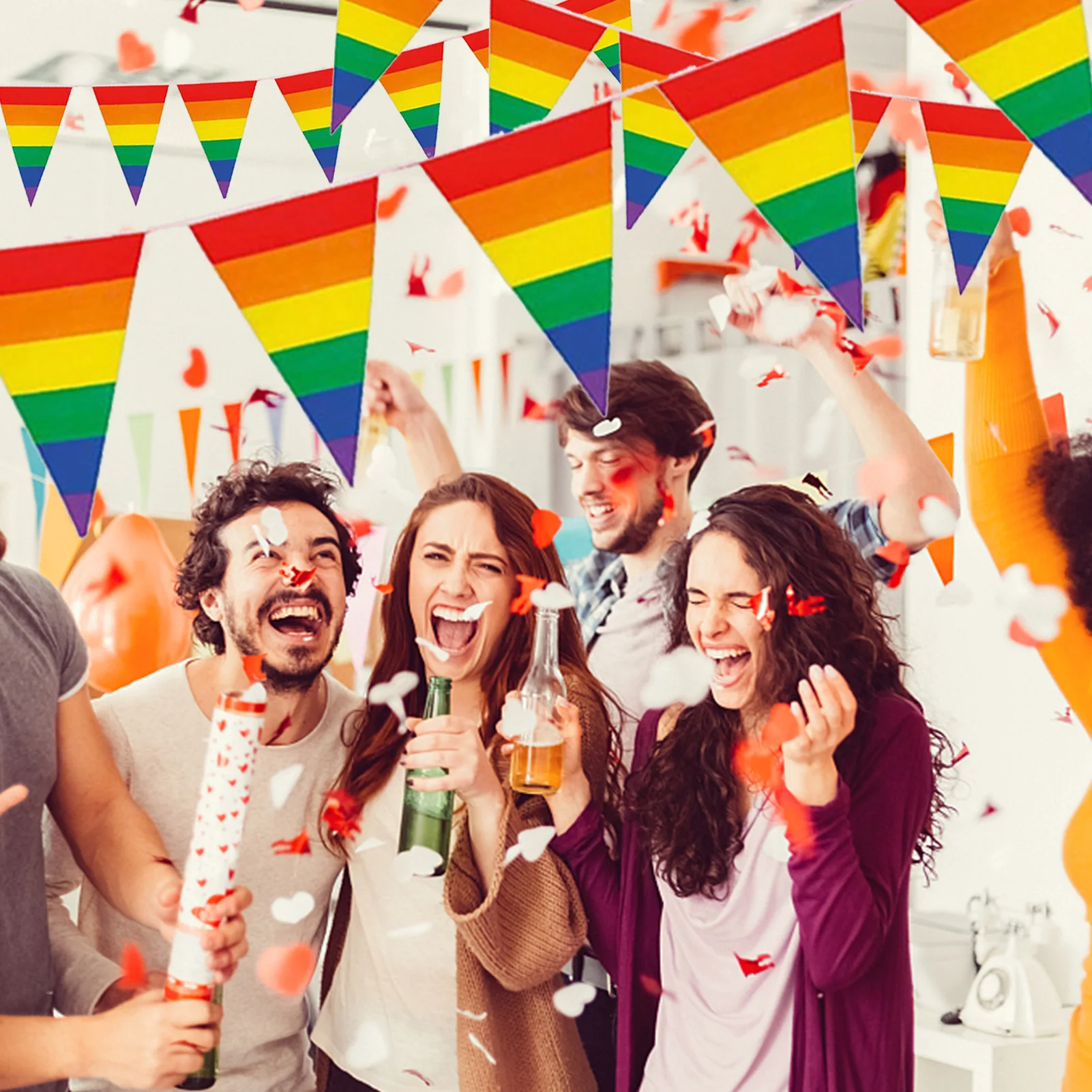 15/30Pcs do Orgulho Gay de Seqüência de caracteres Bandeiras do arco-íris Triangular Bandeira Pennant Banner Para LGBT Lésbicas, Gays Transexuais Celebração Imagem 3
