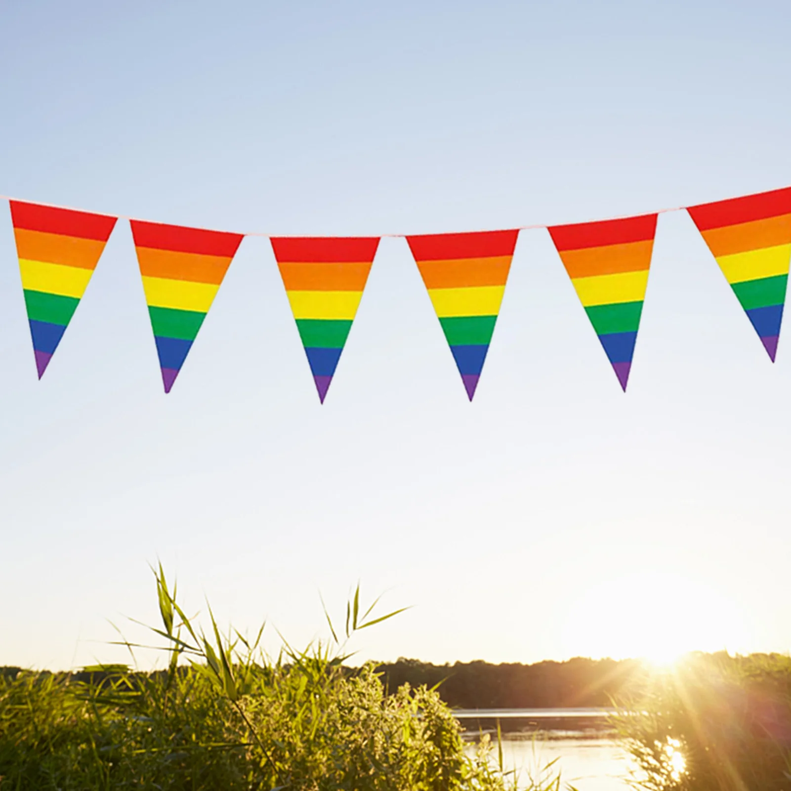 15/30Pcs do Orgulho Gay de Seqüência de caracteres Bandeiras do arco-íris Triangular Bandeira Pennant Banner Para LGBT Lésbicas, Gays Transexuais Celebração Imagem 5