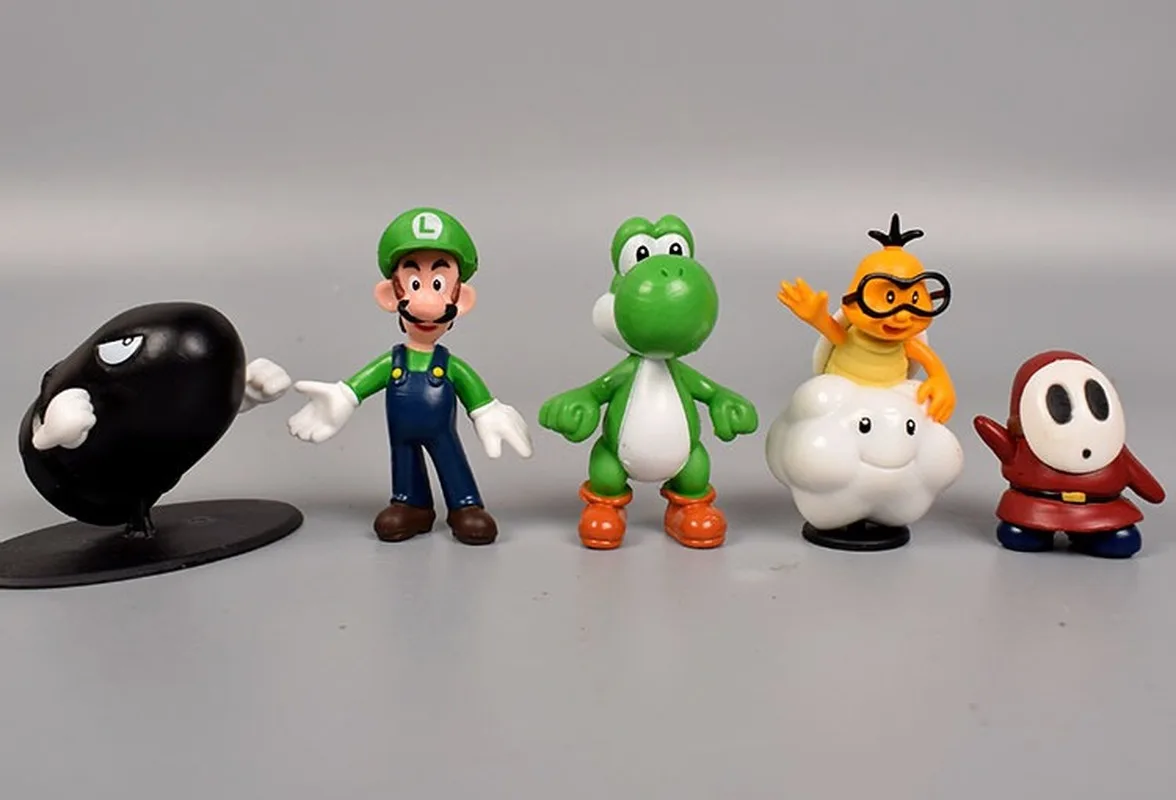 18pcs/set Super Mario Bros Figuras de Ação do Anime Modelo Boneca Luigi, Yoshi, Bowser PVC Coleção de Enfeites de Brinquedos para as Crianças Terno Presentes Imagem 2