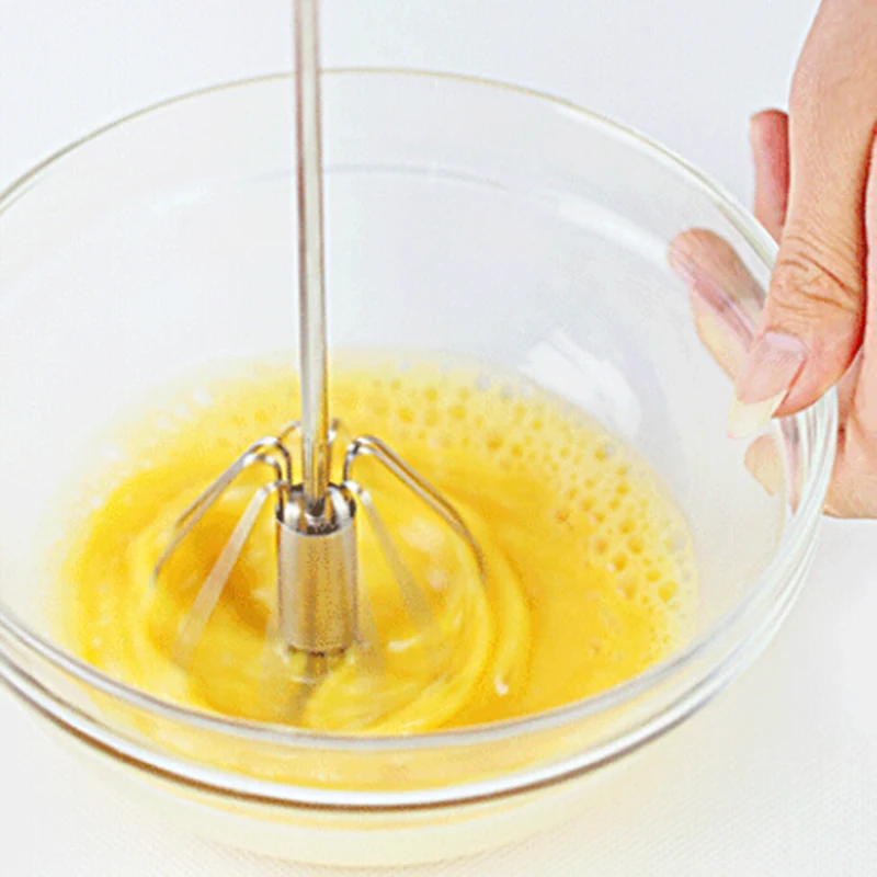 1Pc Metal Batedor de Ovo de Metal a Pressão da Mão do Rotary Semi - Automática de Whisk Foamer Rodar de Mão de Cozinha utensílios de Cozinha Imagem 5
