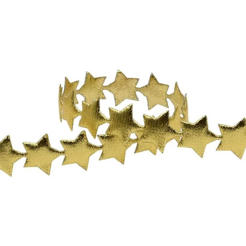 1Yard 15mm de Largura Estrela de Ouro Guarnição da Fita Enfeite para o Feriado de Decoração de Casamento Bolo de Presente Quebra automática de Imagem 1