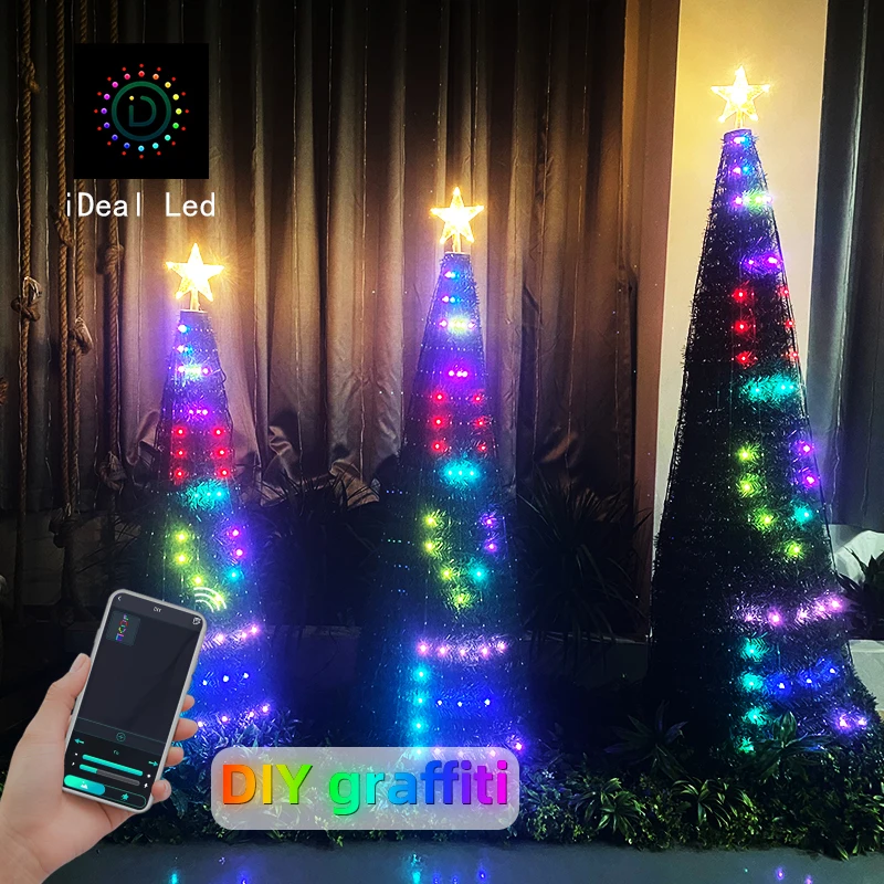 2.1 M App de Controle de Natal de LED Luz da Árvore de DIY RGB Bluetooth Luz Mágica Seqüência de Animação de Controlo de Voz e de Tuya Decoração de Natal Imagem 1