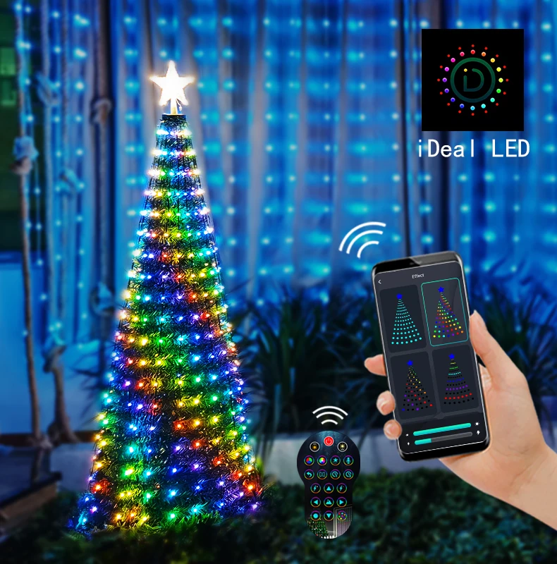 2.1 M App de Controle de Natal de LED Luz da Árvore de DIY RGB Bluetooth Luz Mágica Seqüência de Animação de Controlo de Voz e de Tuya Decoração de Natal Imagem 3
