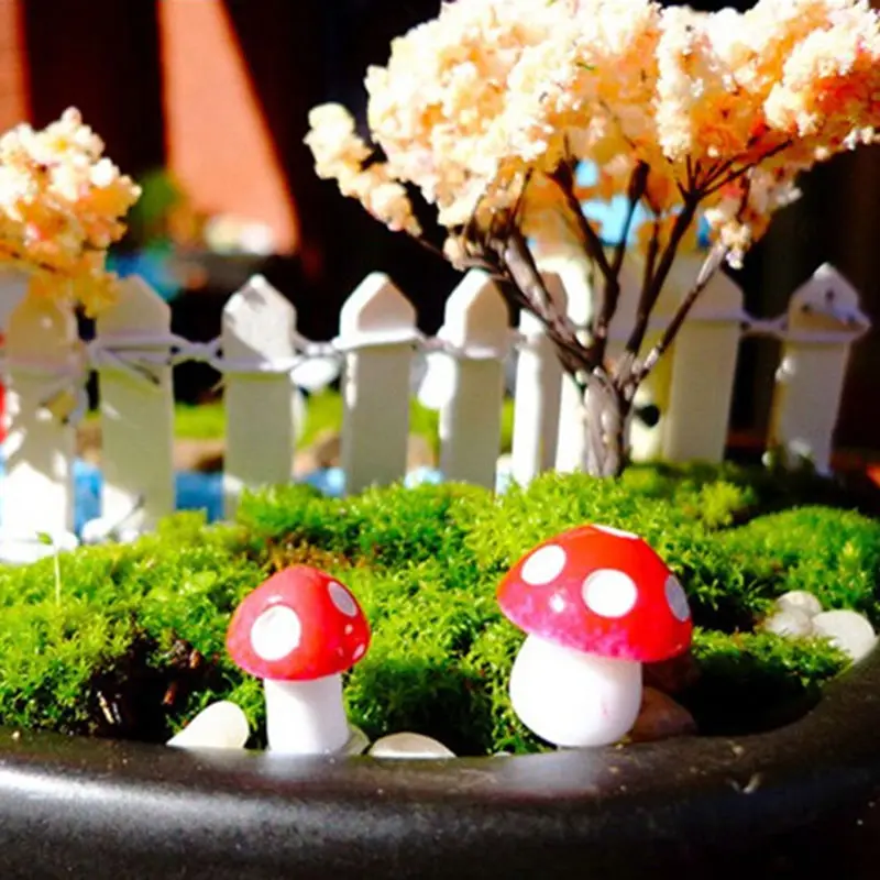 20 PCS/monte Mini Cogumelo Vermelho Ornamento de Jardim em Miniatura Vasos de Plantas de Fadas DIY Casa de bonecas Imagem 2