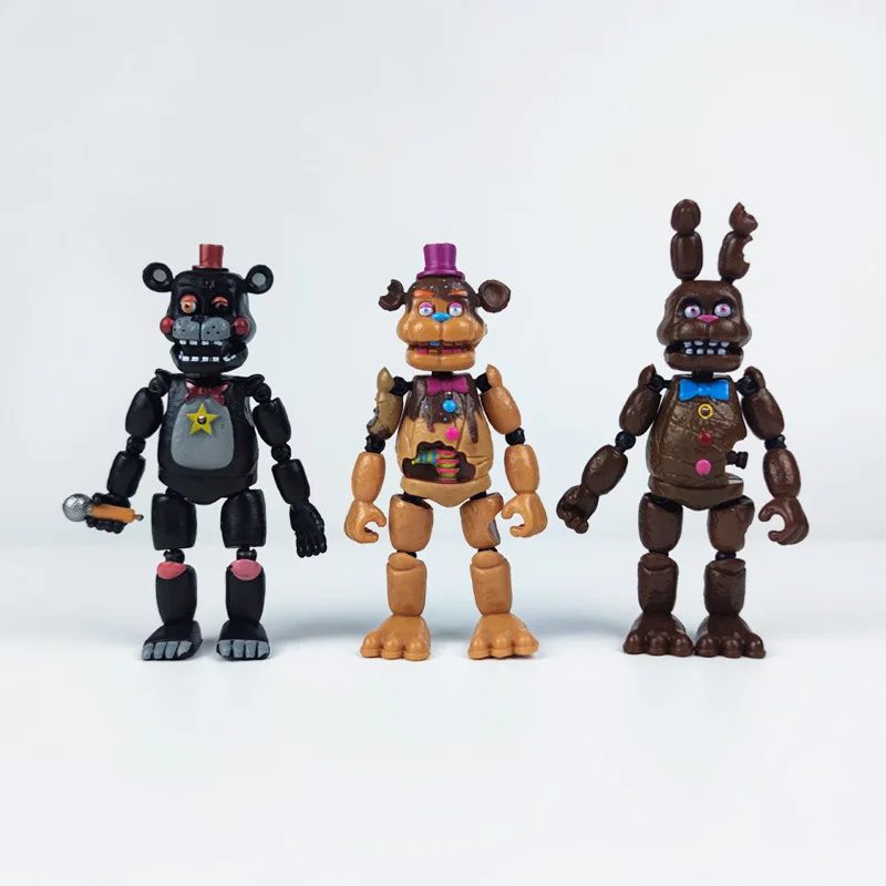 2021 Jogo FNAF Brinquedos Bonnie Foxy Fazbear Urso Figura de Ação Bonecas Cinco Noite de Brinquedo com Luz Presente de Natal Para Crianças Imagem 4