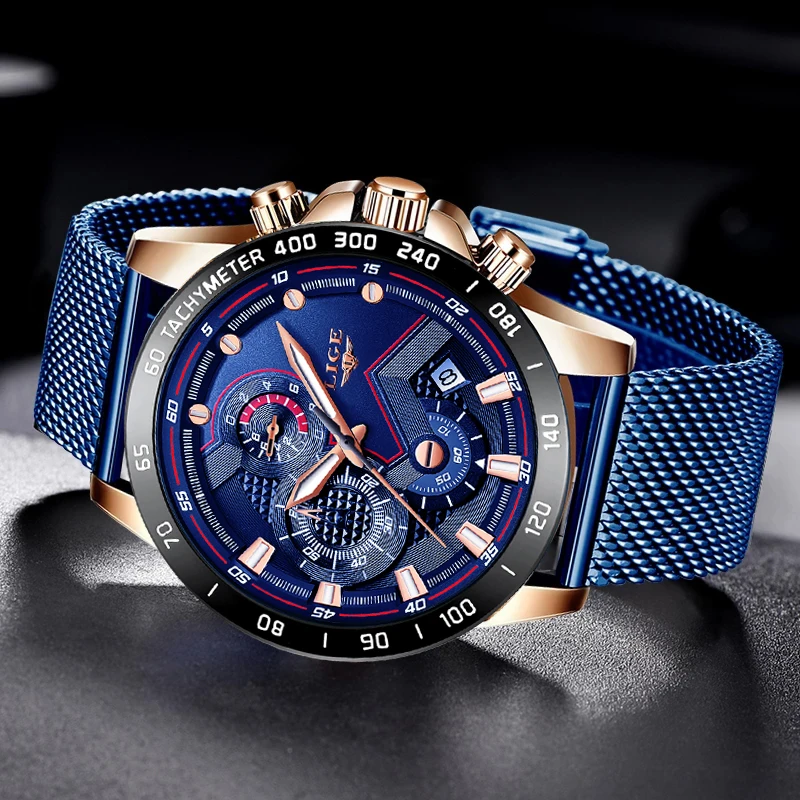 2021 Nova Moda Casual Mens Relógios Luminosos LIGE de melhor Marca de Luxo relógio de Pulso Relógio de Quartzo Azul relógios Para Homens Relógio Masculino Imagem 2