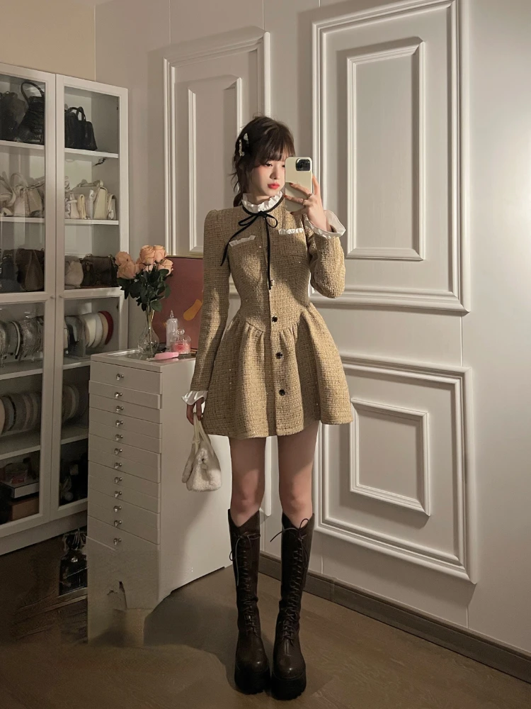 2022 Inverno Elegante Y2k Mini Vestido Das Mulheres Casual, Vestido De Uma Peça Coreano Moda Feminina Manga Longa Vintage Noite Vestidos De Festa Imagem 5