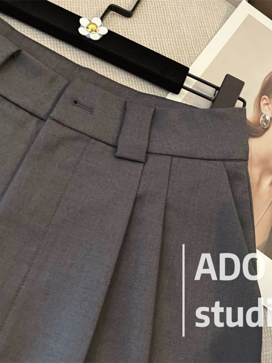 2022 Verão Nova Retro Versátil Cintura Alta Costura de Uma linha de Saia de Moda feminina Plissado Slim Fit Short Saia para Senhoras Imagem 4