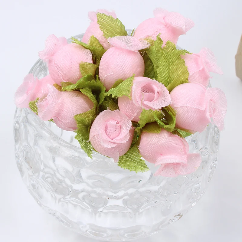 24pcs 2cm de Seda Flor Artificial Flor, Buquê de Flor do Casamento Doces Caixa de Presente Caketop Decoração Scrapbooking Falso Flor Rosa Imagem 4