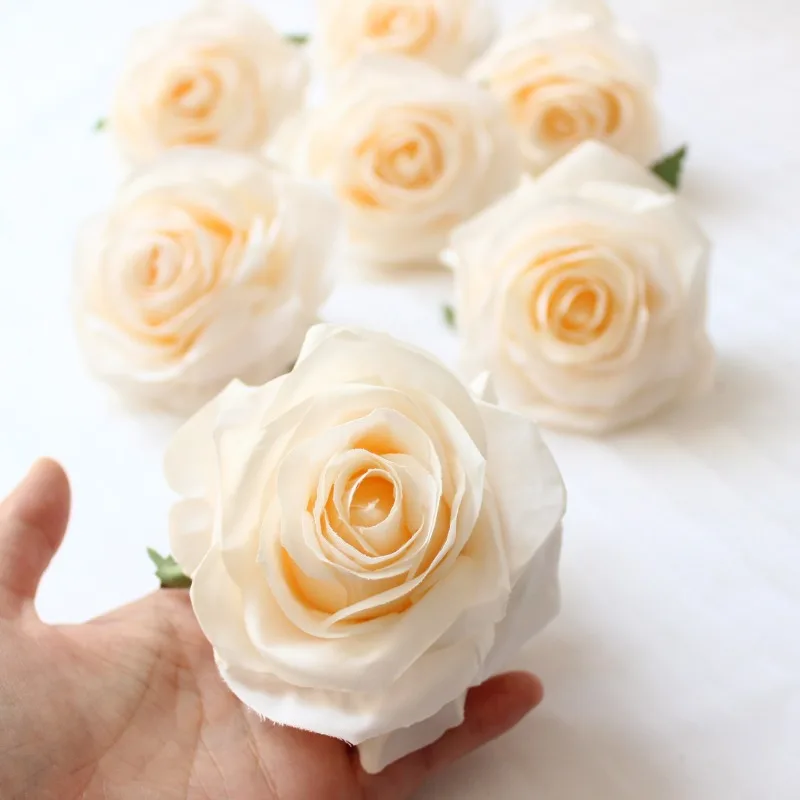24Pcs Artificial Decorativa Rosa Chefes de Alta Qualidade Flores Simulação DIY de Seda Flor de Cabeça para o Casamento, Festa de Casa, Decoração Imagem 1