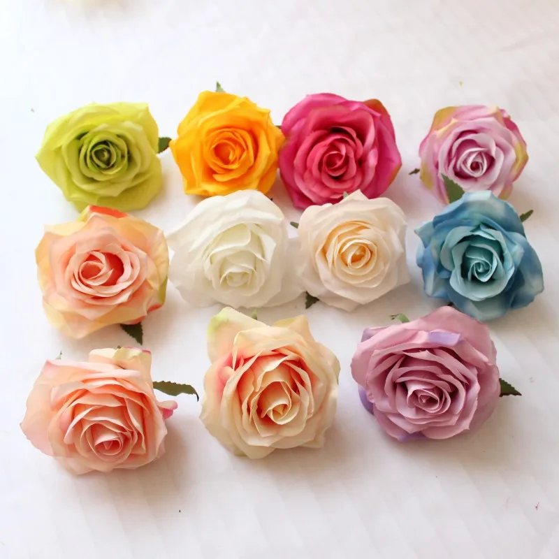 24Pcs Artificial Decorativa Rosa Chefes de Alta Qualidade Flores Simulação DIY de Seda Flor de Cabeça para o Casamento, Festa de Casa, Decoração Imagem 2