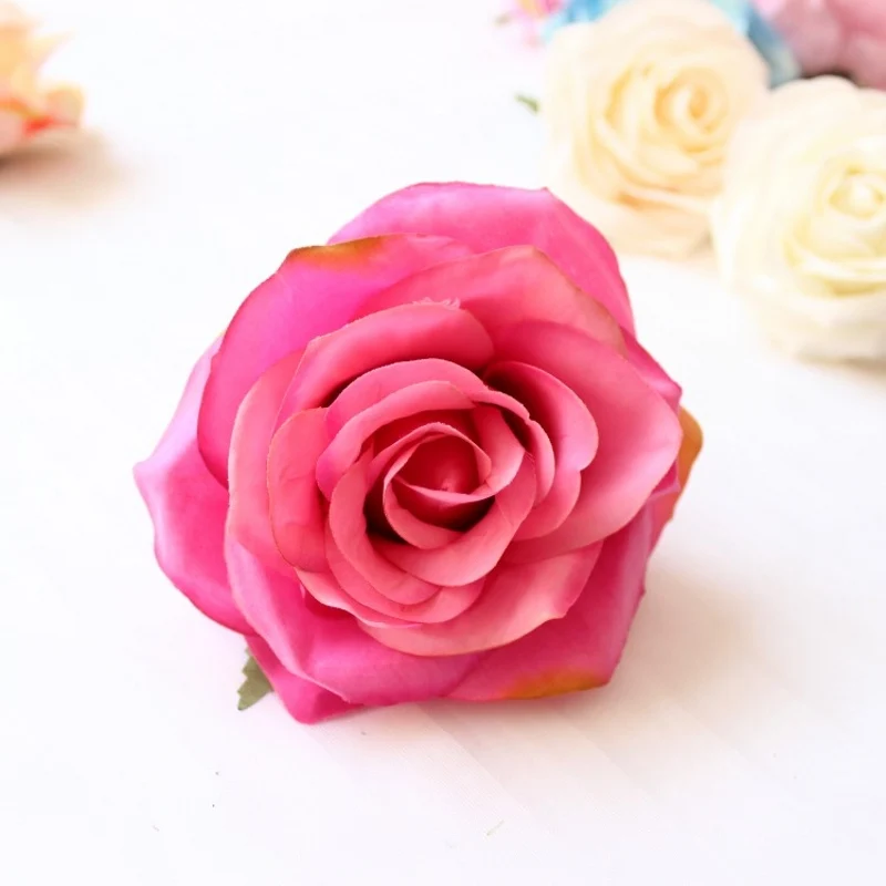 24Pcs Artificial Decorativa Rosa Chefes de Alta Qualidade Flores Simulação DIY de Seda Flor de Cabeça para o Casamento, Festa de Casa, Decoração Imagem 4