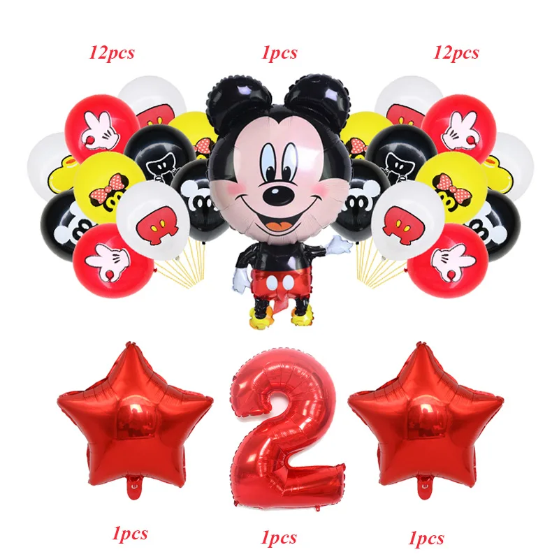 28pcs de Disney dos desenhos animados do Minnie Várias Cores, o Número da Folha de Balões de Látex Festa de Aniversário, Decorações de Suprimentos Balões de Hélio, de Fornecimento de Imagem 1