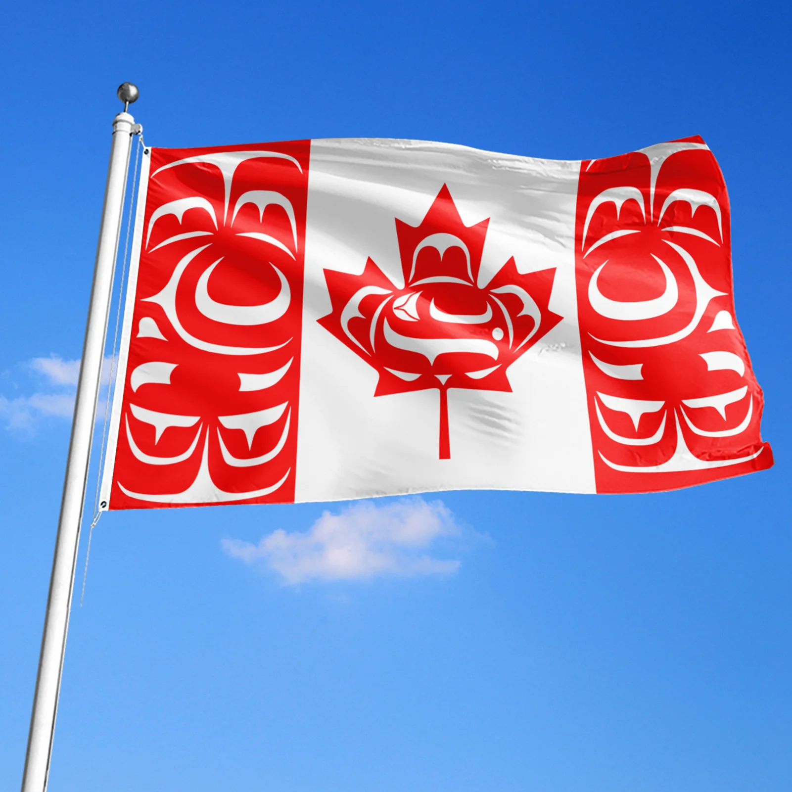 3 X 5 Pés Canadense Indígenas Bandeira Canadense Lembranças De Poliéster Grosso Nativo Canadense Bandeiras Com Ilhós De Latão Para Os Nativos Imagem 1
