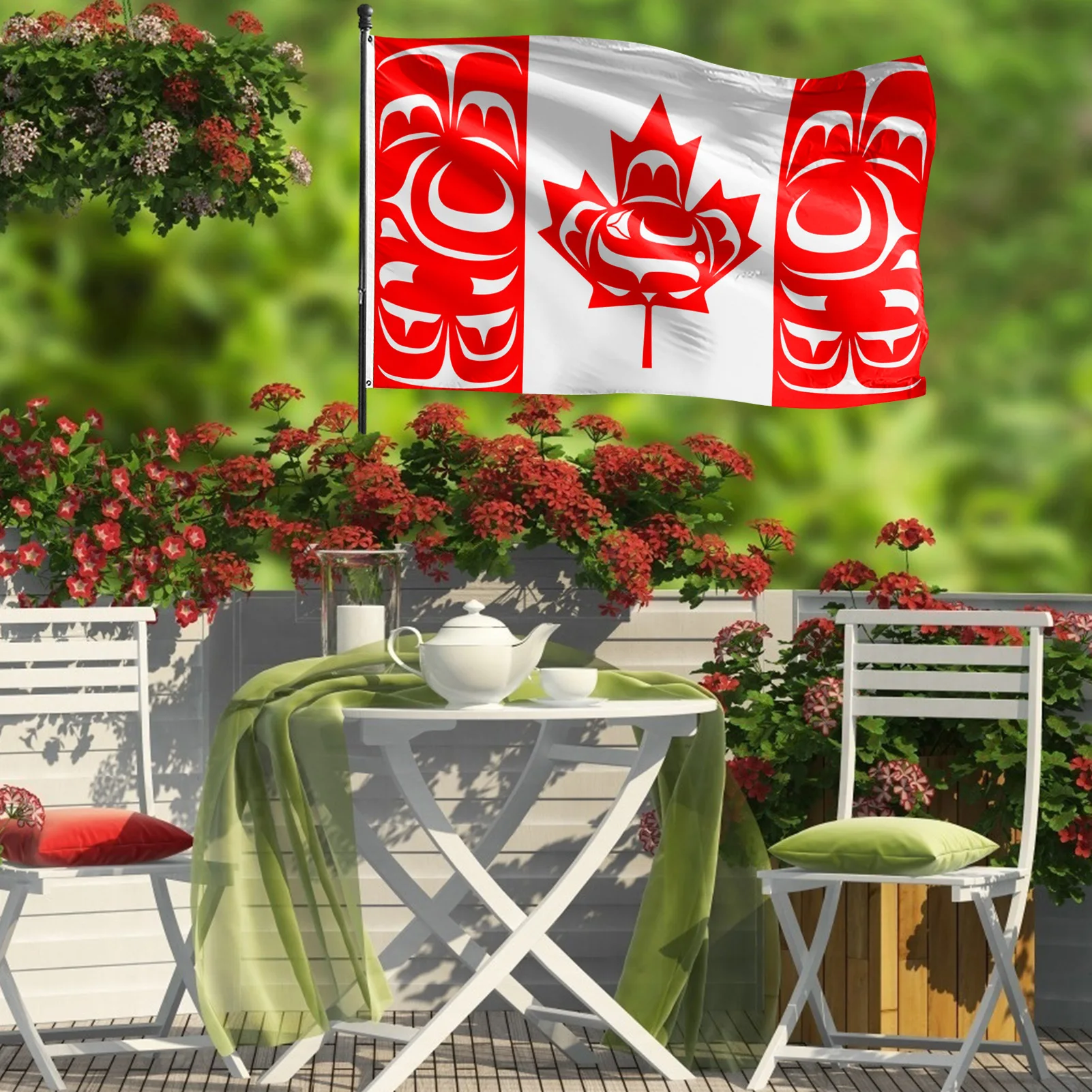 3 X 5 Pés Canadense Indígenas Bandeira Canadense Lembranças De Poliéster Grosso Nativo Canadense Bandeiras Com Ilhós De Latão Para Os Nativos Imagem 3
