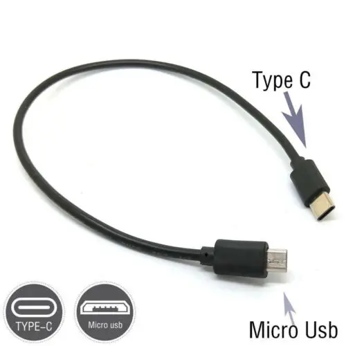 30cm Tipo C Para Micro Cabo USB Preto-USB-Macho C Para Micro USB Macho de Carregamento de Carga Cabo de Dados Cabo de Linha para Huawei para Xiaomi Imagem 3