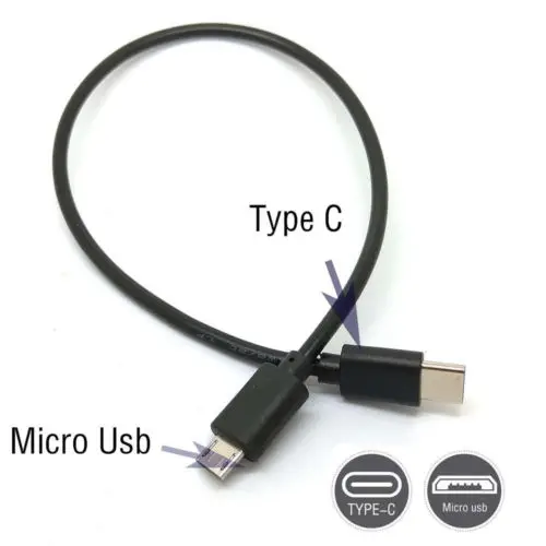 30cm Tipo C Para Micro Cabo USB Preto-USB-Macho C Para Micro USB Macho de Carregamento de Carga Cabo de Dados Cabo de Linha para Huawei para Xiaomi Imagem 4