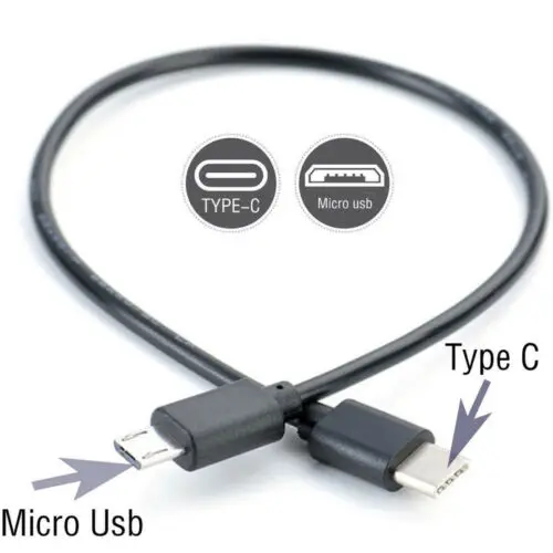 30cm Tipo C Para Micro Cabo USB Preto-USB-Macho C Para Micro USB Macho de Carregamento de Carga Cabo de Dados Cabo de Linha para Huawei para Xiaomi Imagem 5