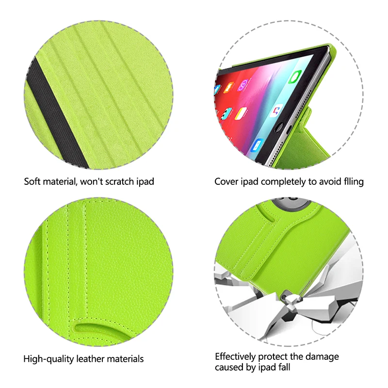 360 Graus de Rotação PU Couro Flip Cover de Abacate Para iPad de 7ª Geração Stand Case Casos Smart Tablet Para iPad Mini Air2 Imagem 5