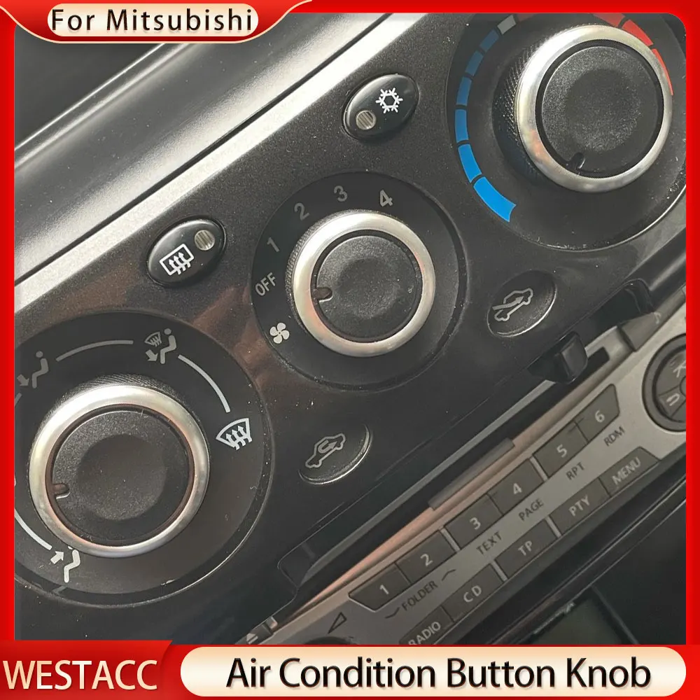 3Pcs/set Liga de Alumínio de Carro de Ar Condicionado AC Botão Interruptor do Aquecedor de Botão os Botões para Mitsubishi Triton 2006 - 2014 Acessórios Imagem 2