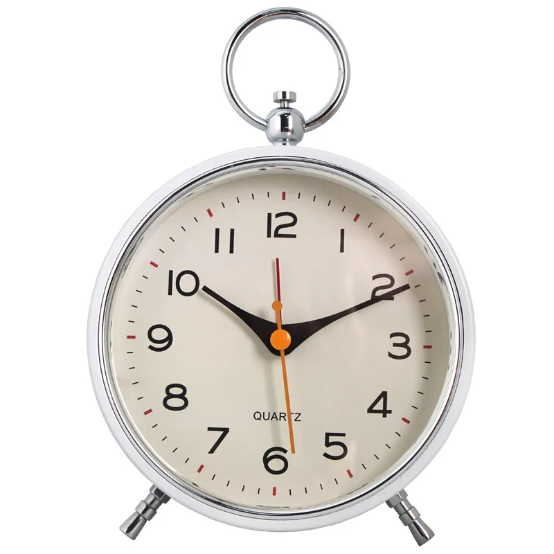 4.5 Polegadas, Alarme Soneca Relógio Moderno de Ferro Forjado Estudante de Pequeno Relógio de Mesa para Crianças, Luz da Noite do Ponteiro do Relógio de Quartzo Imagem 5
