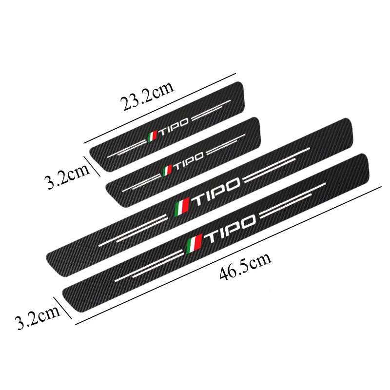 4pcs de Fibra de Carbono Porta do Carro Adesivo Para Fiat TIPO Imagem 2