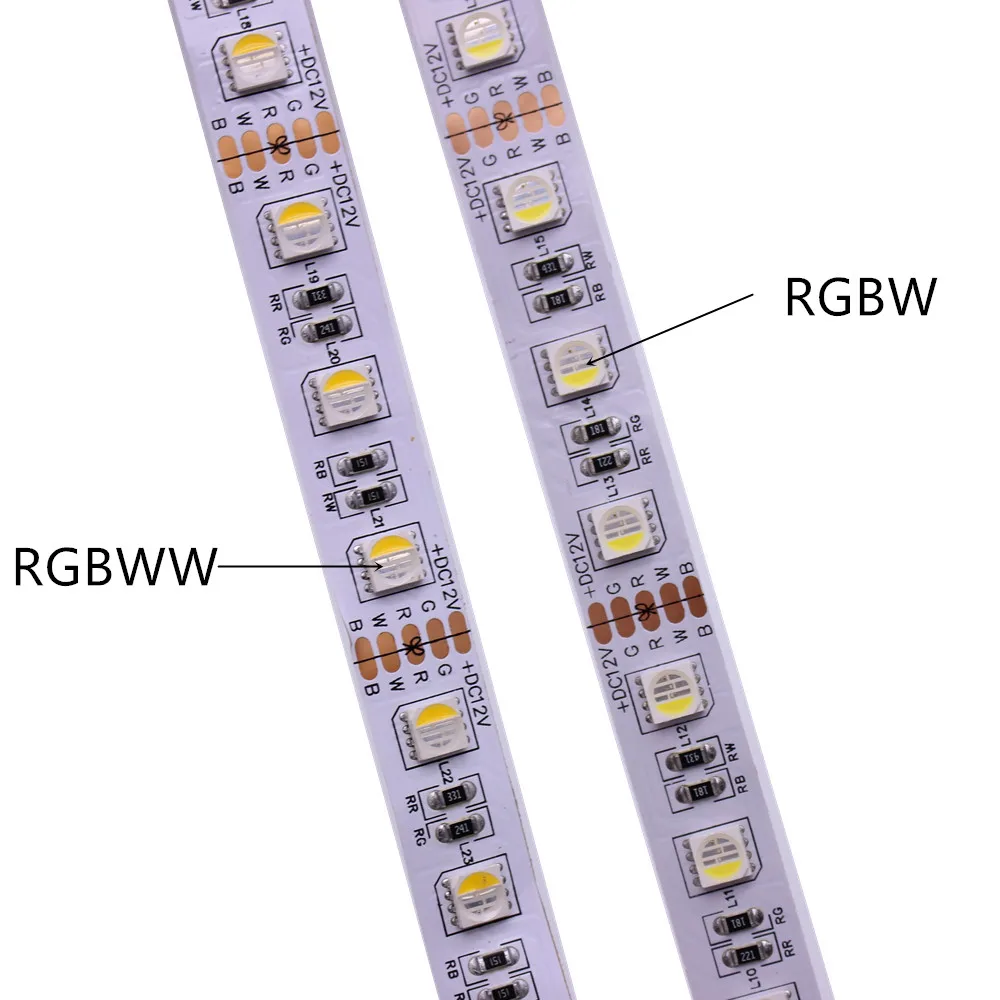 5050 led strip rgb 4in1 rgbw rgbww flexível fita dc12v 60leds/m RGBCCT branco/branco quente luz da tira de 5m Imagem 1