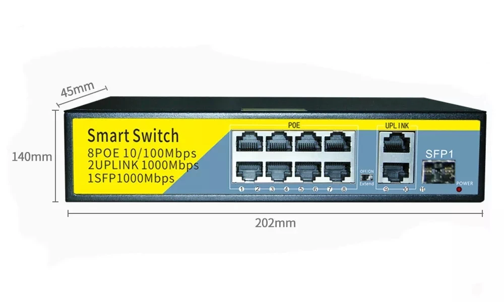52V POE Switch 10/100/1000Mbps AI Smart Switch Com UPLINK SFP Portas Switch Ethernet Para a Câmera do IP/AP sem Fio da Câmera do CCTV Imagem 2