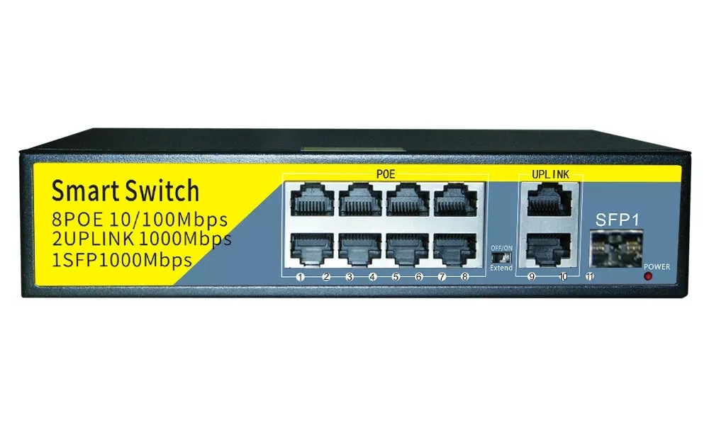 52V POE Switch 10/100/1000Mbps AI Smart Switch Com UPLINK SFP Portas Switch Ethernet Para a Câmera do IP/AP sem Fio da Câmera do CCTV Imagem 5