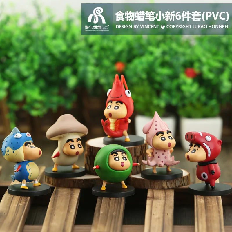 6 Pcs Japão Anime Ingredientes De Crayon Shin-Chan Cogumelo Polvo Modelo De Brinquedo Figuras De Ação A Decoração Do Carro Garoto Coleção Toy Imagem 1