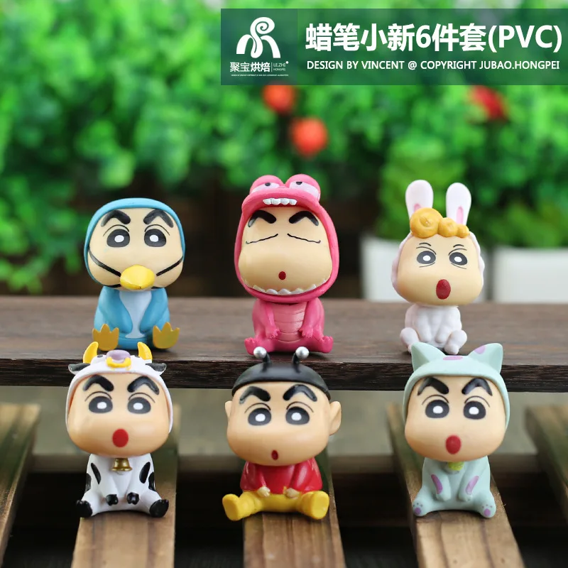 6 Pcs Japão Anime Ingredientes De Crayon Shin-Chan Cogumelo Polvo Modelo De Brinquedo Figuras De Ação A Decoração Do Carro Garoto Coleção Toy Imagem 2