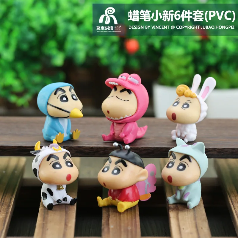 6 Pcs Japão Anime Ingredientes De Crayon Shin-Chan Cogumelo Polvo Modelo De Brinquedo Figuras De Ação A Decoração Do Carro Garoto Coleção Toy Imagem 3