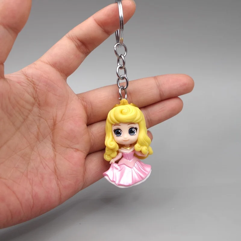 6Pcs/Set Princesa da Disney Anime Filme a Branca de Neve, Cinderella, Mermaid Belle Ariel PVC Figuras de Ação Chaveiro Modelo de Brinquedo de Boneca Imagem 4