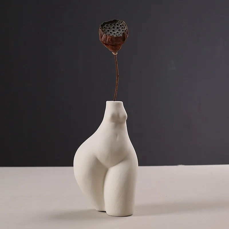 A decoração Home vaso corpo arte de modelagem de flores ornamentos moderno e minimalista vasos de cerâmica atacado Imagem 5