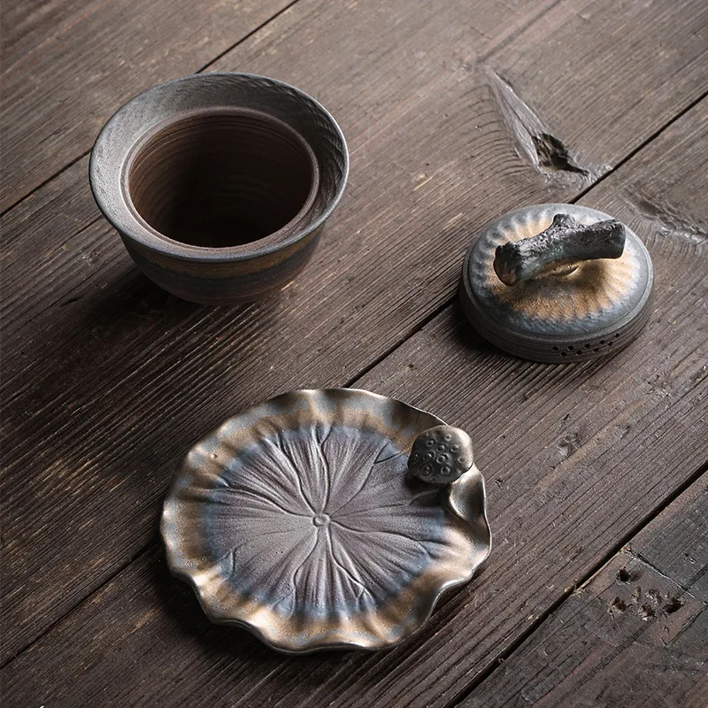 A Mão Faca De Salto Bule De Chá Xícara De Chá, Ferro Esmalte Tigela De Chá Sopera De Ceramica De Cerâmica Grosseira Conjunto De Chá Gaiwan Cerâmica Imagem 1